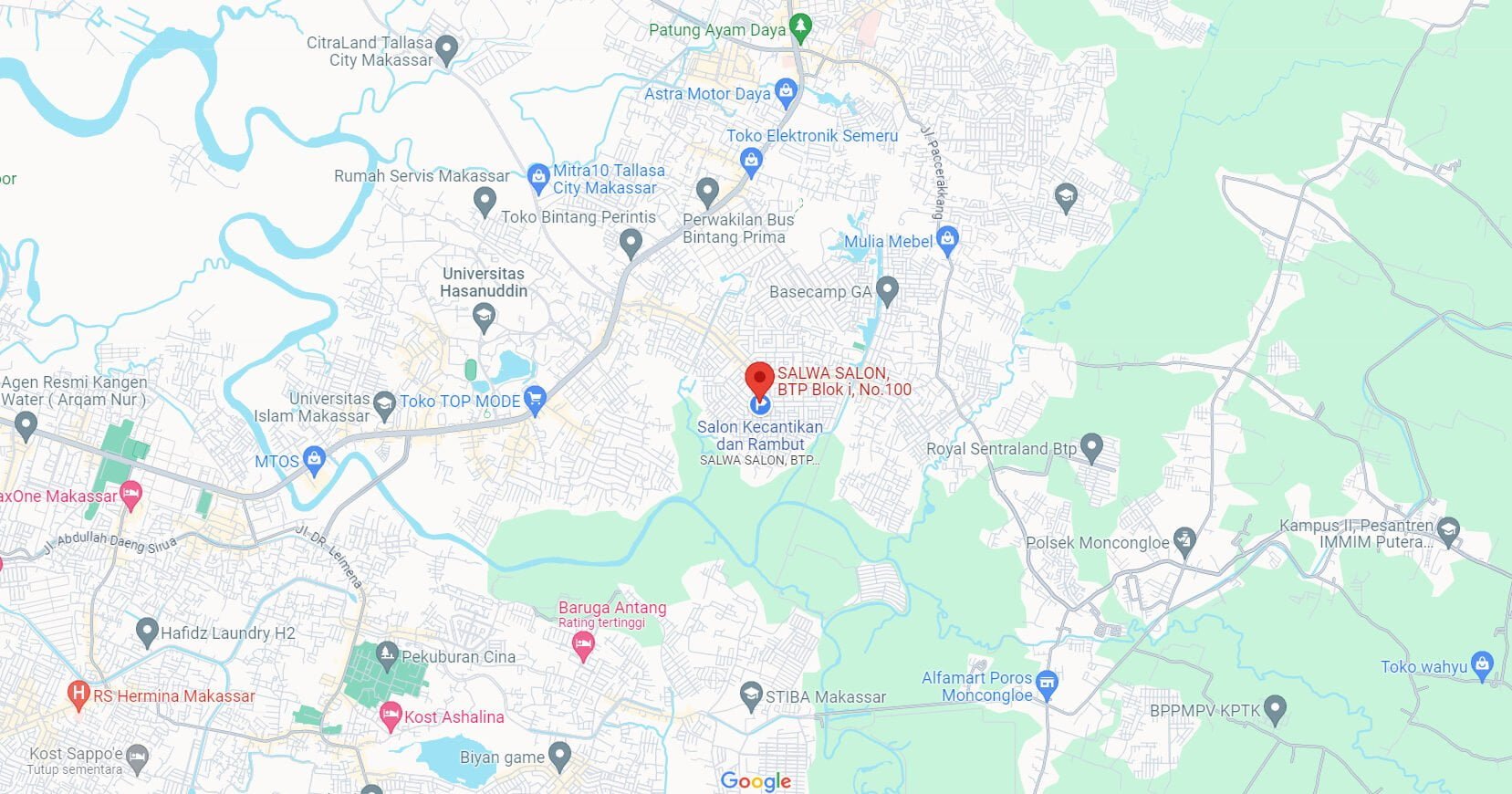 Google Map Lokasi Salwa Salon Makassar