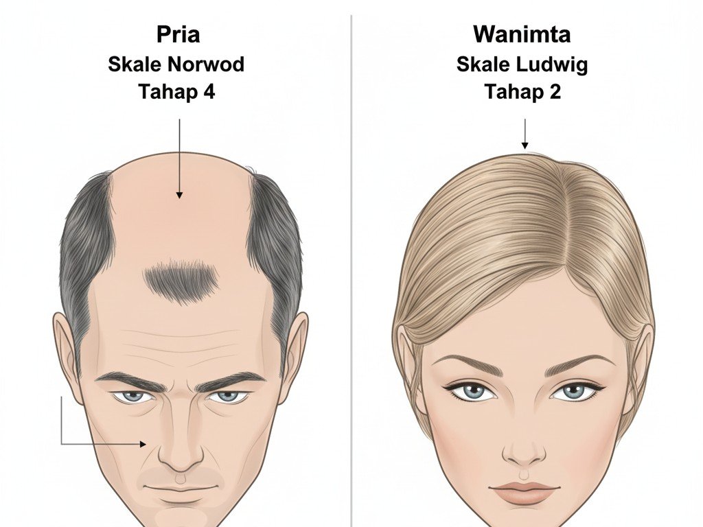 Perbedaan Kebotakan Pria & Wanita 1 cr