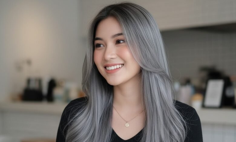 Inspirasi Gaya Rambut Ash Grey 1 cr