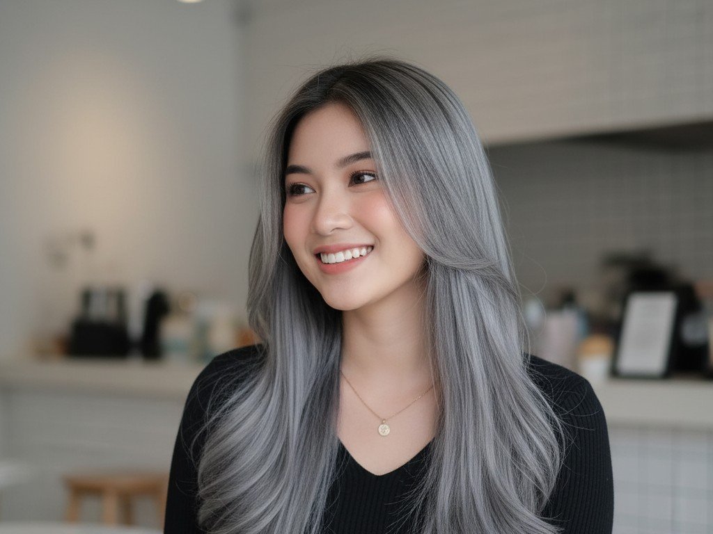 Inspirasi Gaya Rambut Ash Grey 1 cr