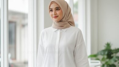 Kemeja Putih Oversized & Jilbab Segiempat 1 tn1 cr
