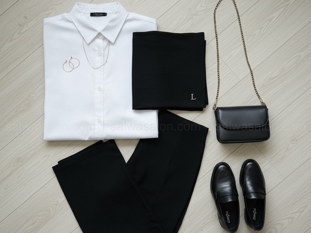 Kemeja Putih Oversized & Jilbab Segiempat 2 tn1 cr