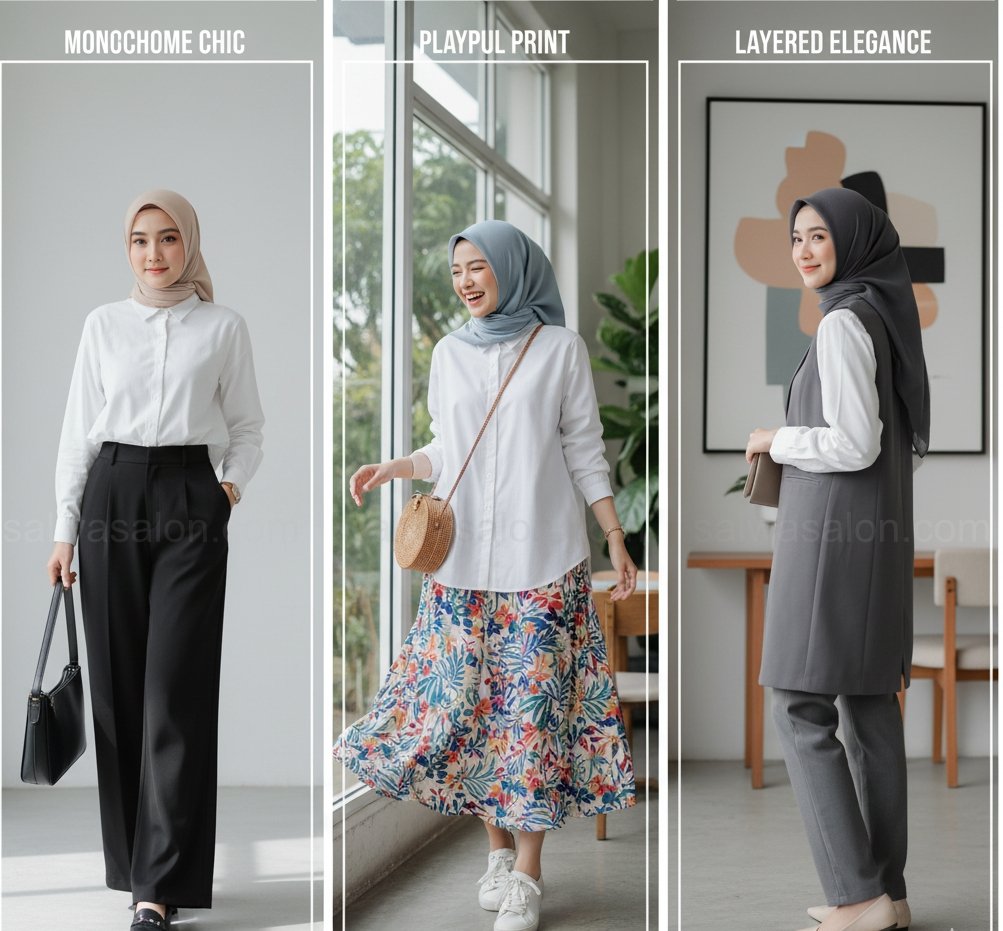 Kemeja Putih Oversized & Jilbab Segiempat 3 tn1 cr