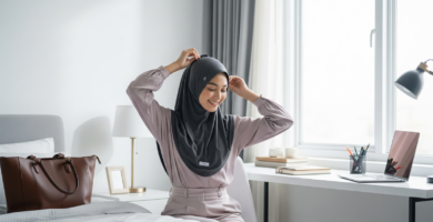 Cara memadukan warna hijab dengan outfit sehari hari.png