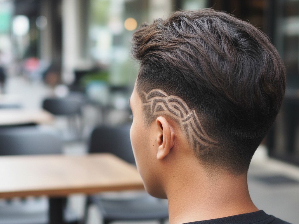 Ide Potongan Rambut Pria dengan Aksen Line 1 cr