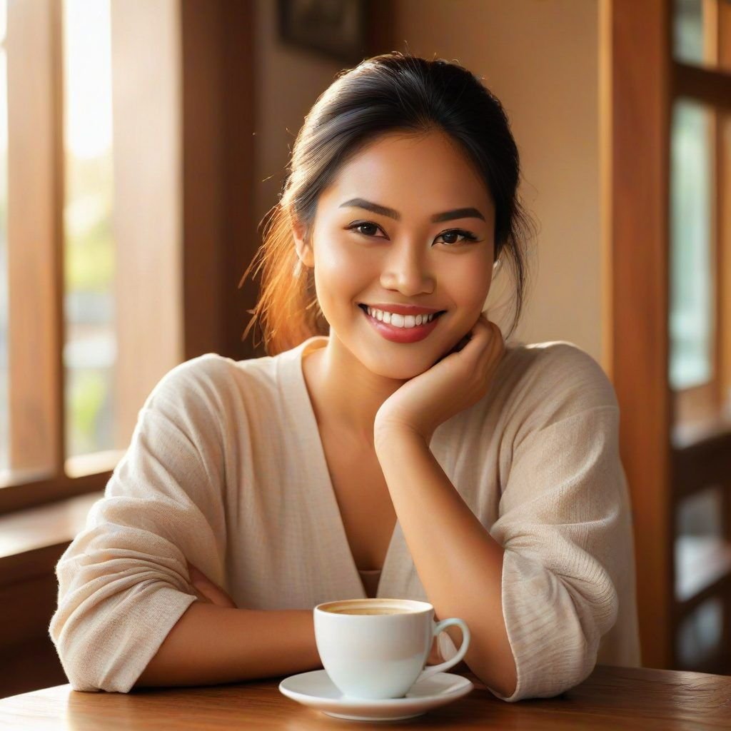 Wanita Anggun dengan Senyum Hangat dan Cantik Alami