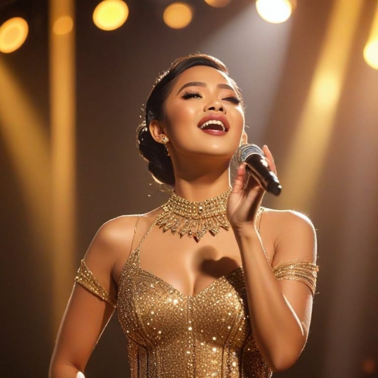 Penyanyi Diva Cantik dengan Kulit Glowing di Panggung