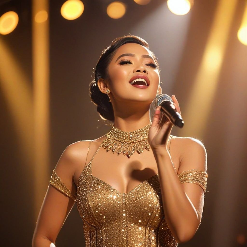 Penyanyi Diva Cantik dengan Kulit Glowing di Panggung