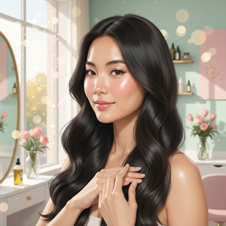 AI Visual: Rambut Lembut & Anti Rontok? Cobain 8 Tips Alami Ini, Bestie! Auto Glowing!