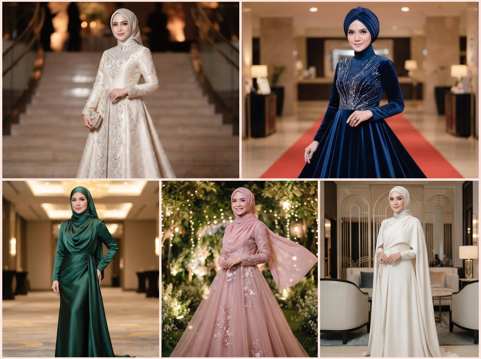 5 Inspirasi Gaun Pesta Hijab ala Selebriti: Anggun, Mewah, dan Santun Menawan - Featured