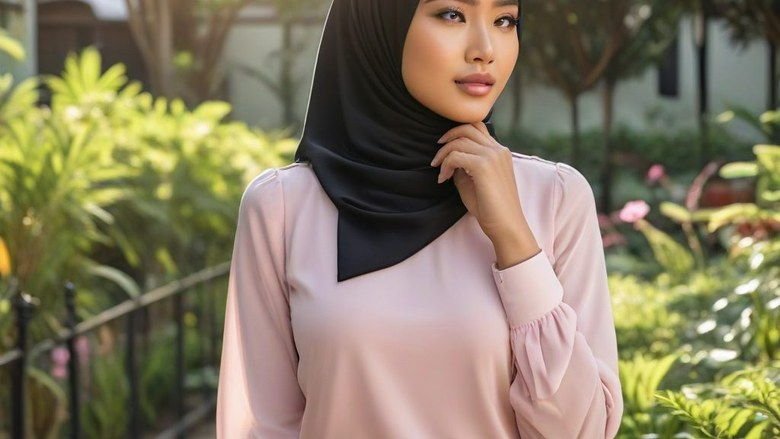 Gaya Hijab Rok Hitam Modern dan Elegan