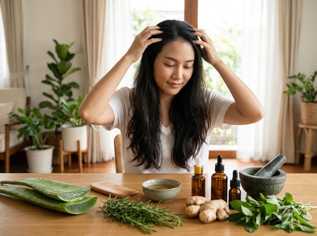 Pilihan Perawatan Rambut Rontok dari Bahan Alami yang Terbukti Ampuh - Featured