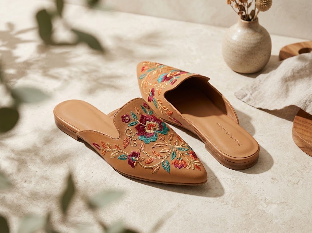 Sentuhan Elegan Sepatu Bordir Lokal: Kolaborasi Unik Kulit Asli dan Seni Kriya - Featured